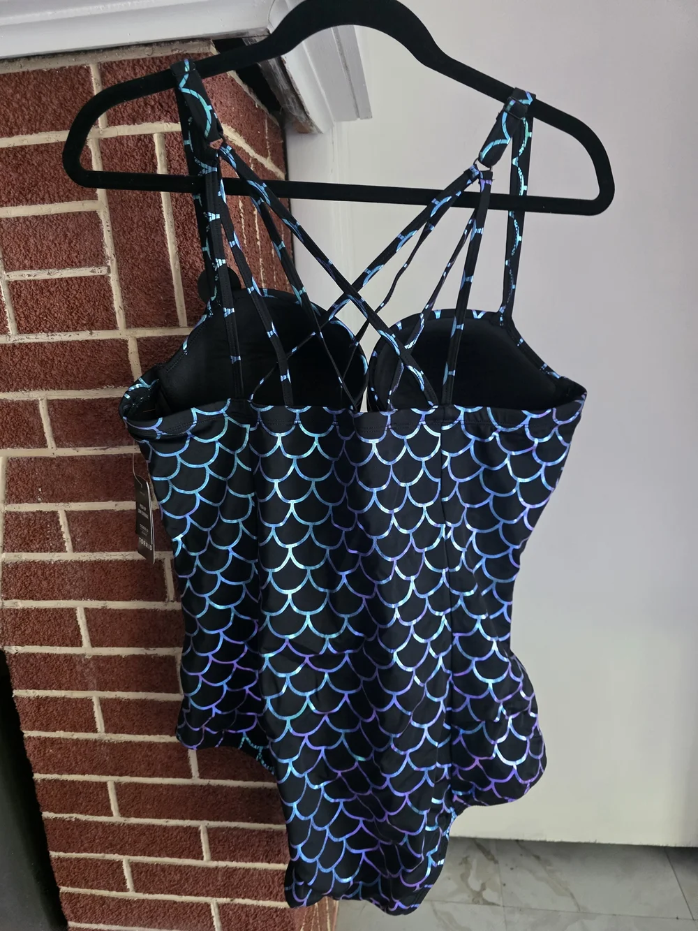 torrid Black One-Piece Swimsuit with Iridescent Blue-Purple Scale Print
